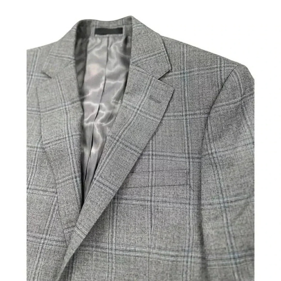 Calvin Klein Blazer Men 40R Gray Multi Plaid 70% Wool Slim Fit - Picture 4 of 10